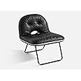 LINSY Folding Faux Leather Accent Chair, Pop-Chair for Indoor & Outdoor. Down Filled Armchair Readingchair for Living Room, Balcony, Garden, Black