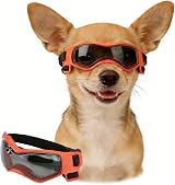 Enjoying Dog Goggles UV Protection Small Breed Soft TPU Frame Orange