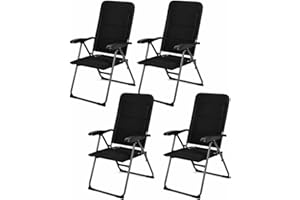 DORTALA 4PCS Folding Chair Outdoor, Metal Padded Patio Dining Chairs Set of 4 with Adjustable Backrest, 300 lbs Capacity for 