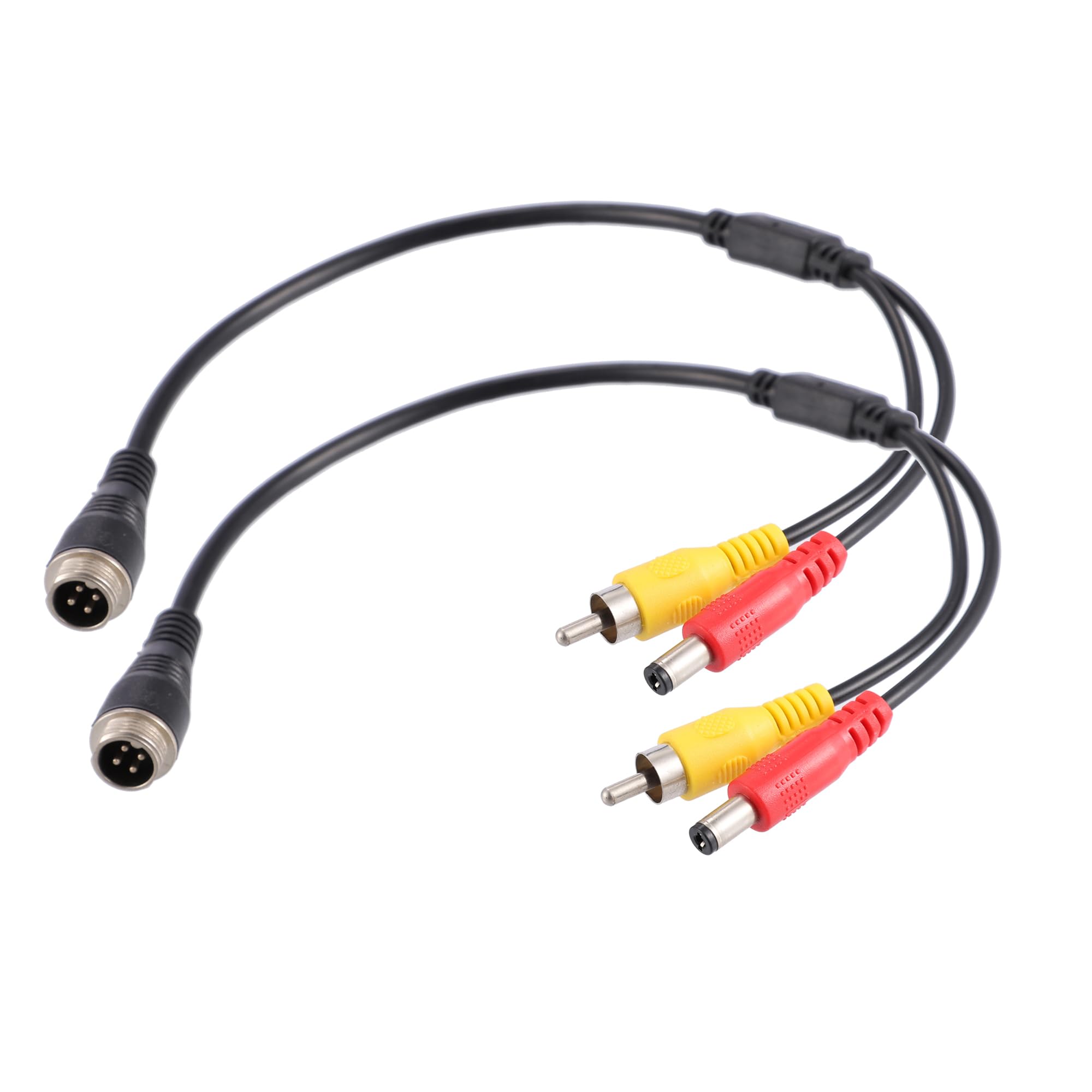 A ABSOPRO Camera Adapter M12 4-Pin Male to RCA AV DC Male Connector (Set of 2)