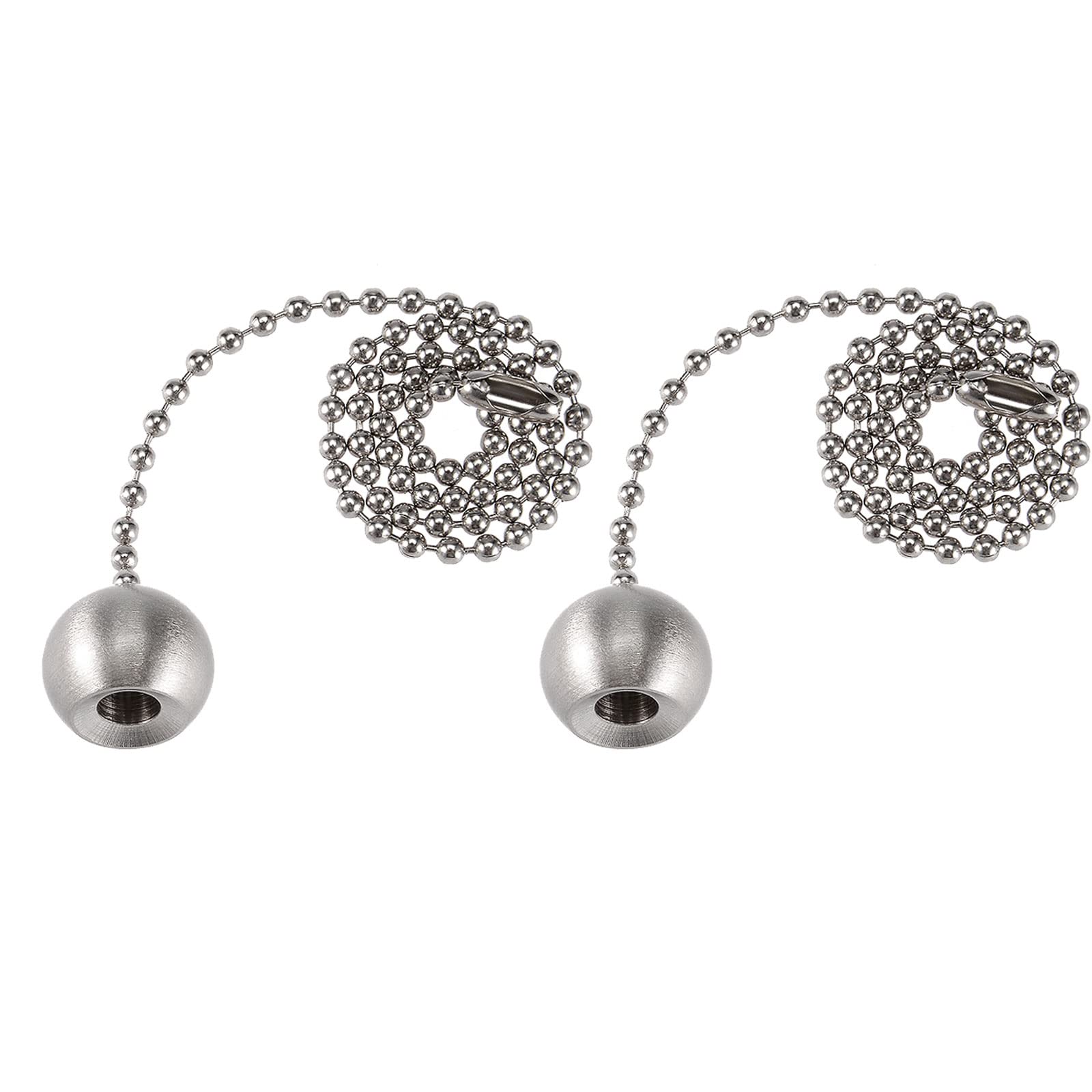 YOKIVE 2 Pcs Ceiling Fan Pull Chain, Chain Decorative Extensions with Nickel Ball Lamp Ornaments, Great for Fans, Ceiling Lamp, Home (Silver, 12-Inch)