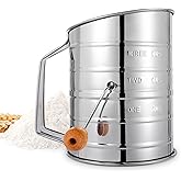 Flour Sifter, 3 Cup Flour Sifter for Baking Fine Mesh Rotary Hand Crank with Loop Agitator for Quick Sifting, Flour Sifter St