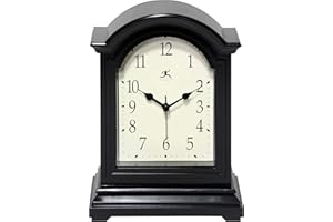 Infinity Instruments Miniature Grandfather Clock for Mantle, Vintage Tabletop Clock with Antique Design, 9"x6", Black