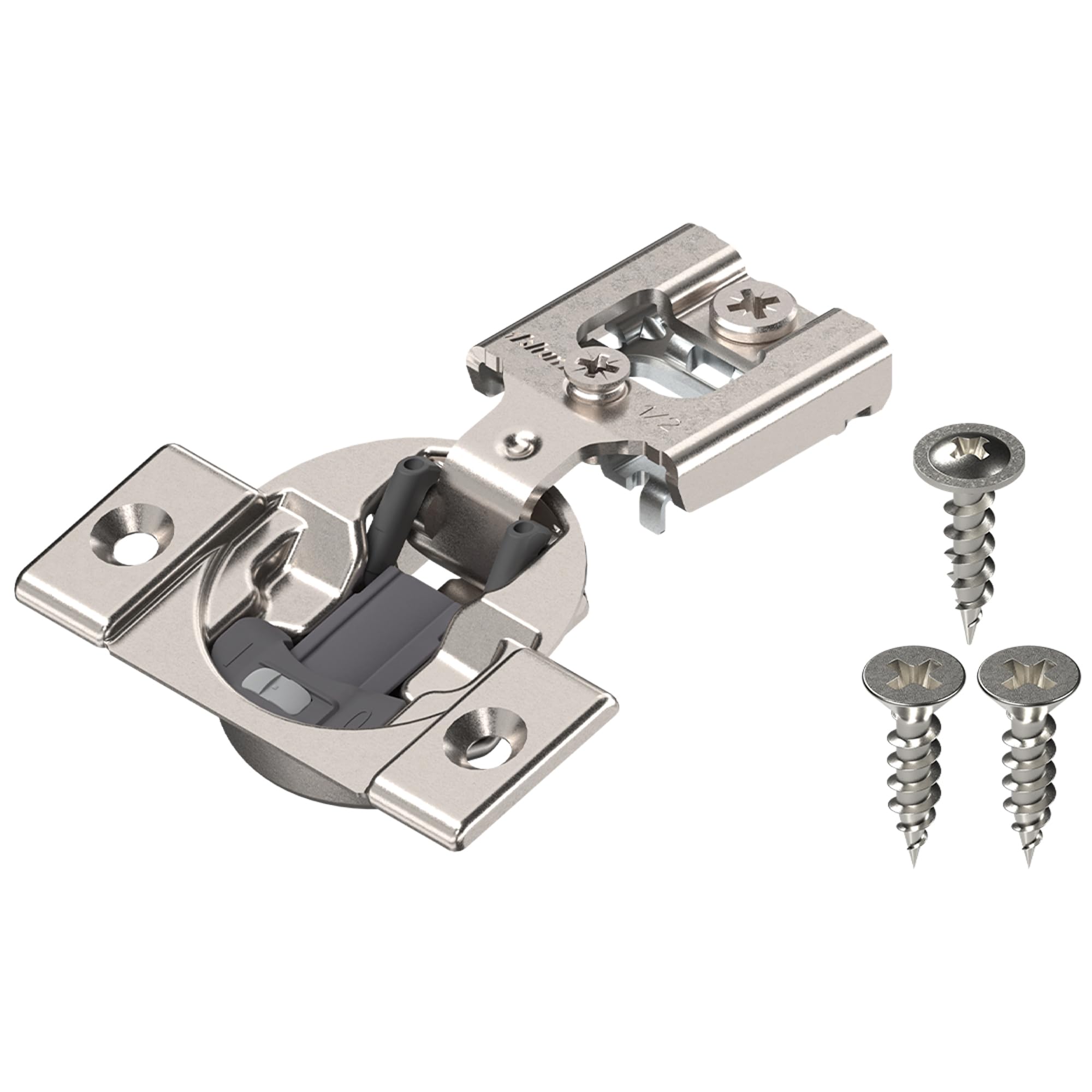 Photo 1 of Blum Compact BLUMOTION Hinge (25 Kits), 1/2" Overlay, 105° Opening Angle, Steel, Integrated Soft-Close Hinges for Face Frame Cabinets