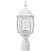 Faymart lighting 17” White Outdoor Post Light Fixture, Pole Mount Outside Light for Garden Entrance Driveway White Pillar Lan