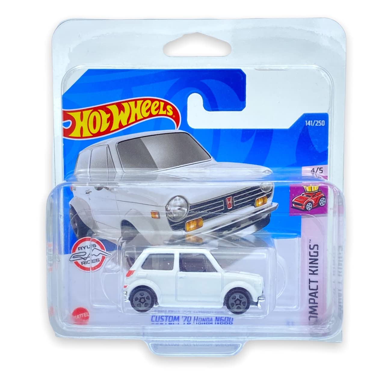 Hot Wheels Custom '70 Honda N600 (White) 4/5 Compact Kings 2022-141/250 (Short Card) *** COMES IN A KLAS CAR KEEPER PROTECTIVE COLLECTORS CASE *** HCT75
