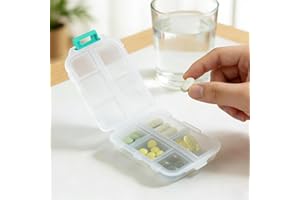 Portable Double Layer Pill Organizer Box, Compact Plastic Pill Case with Multiple Compartments for Daily and Travel Use, Whit