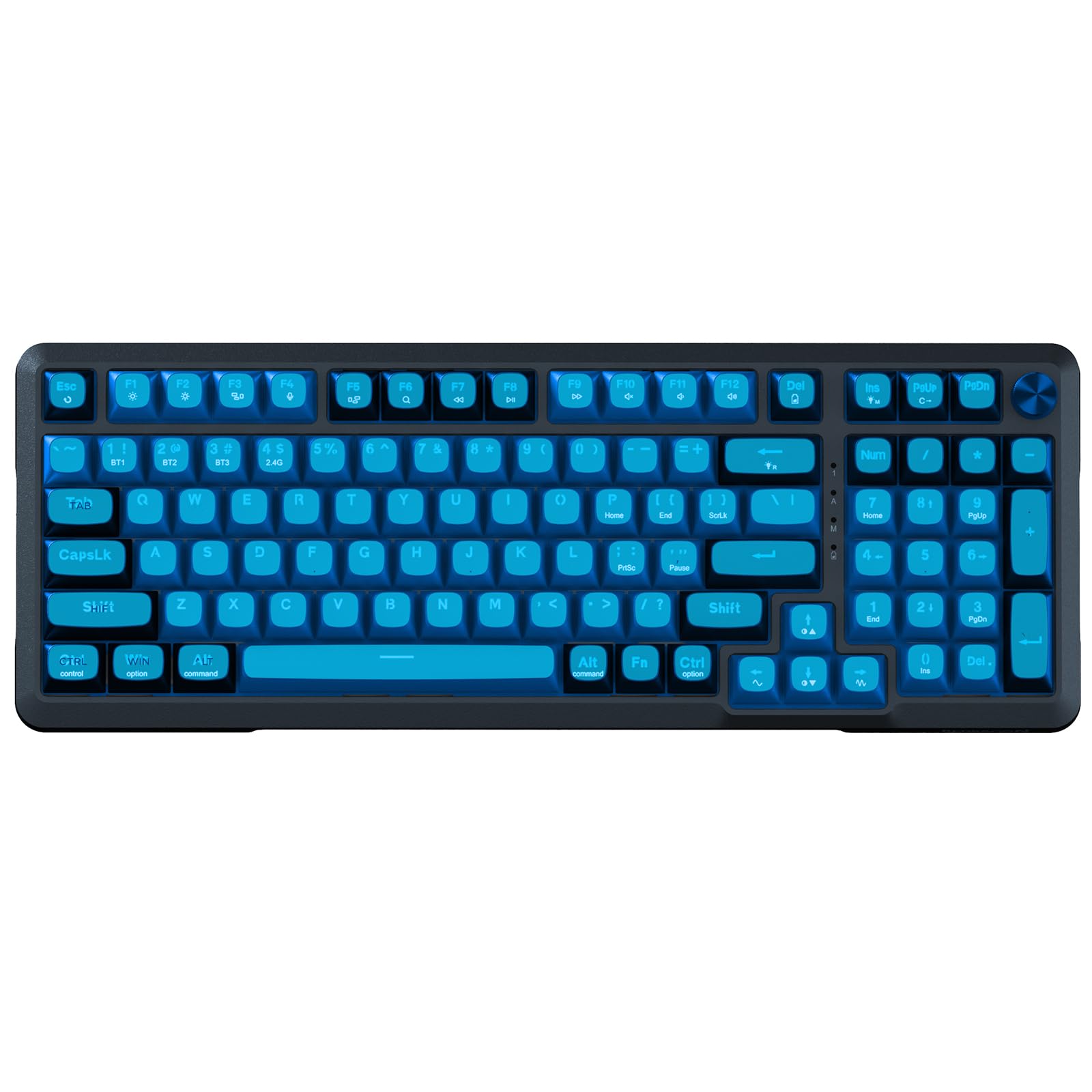 Redragon Wireless Mechanical Keyboard, 3 Mode Gasket Mounted RGB Gaming Keyboard with Volume Knob, Pre-Lubed Linear Switches, MDA-Profile, 98 Keys Hot Swappable Creamy Keyboard for Pc/Tablet/Xbox Blue