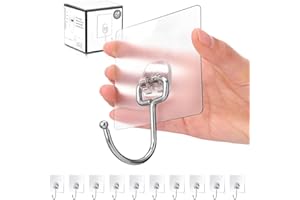 Antimbee 10-Pack All-Purpose Large Adhesive Hooks for Hanging, Banana Hook, Heavy Duty Adhesive Hooks 37 lb(Max), Sticky Wall Hook fit Home, Bathroom, Kitchen, Office and Outdoor