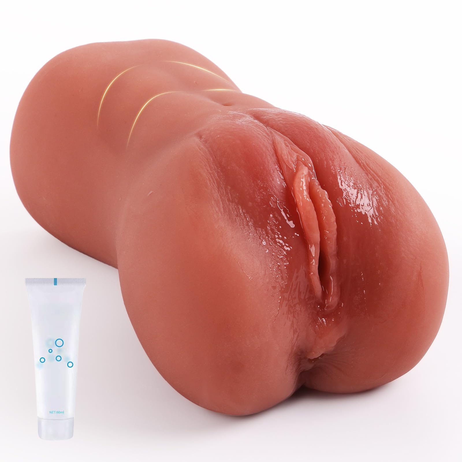 2-in-1 Sex Toys Male Masturbator – Double Channel 3D Vagina & Anal Masturbation Cup Adult Toys Pocket Pussy Penis Stimulation Stroker for Men Masterubaters(1.46LB)