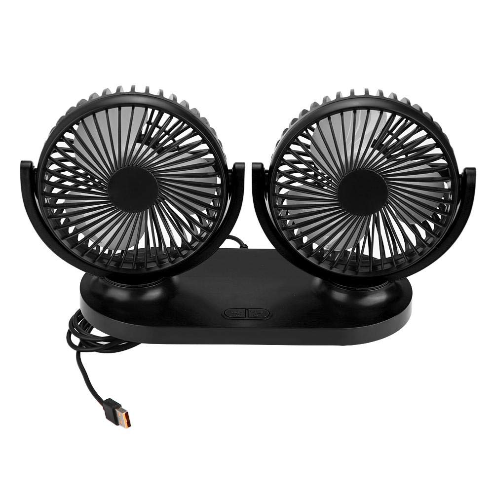 Suuonee Air Conditioner Fan, USB Dual Head Car Fan Portable Air Conditioner Auto Cooler Ventilation 12V (Black)