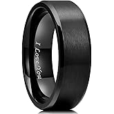 King Will 316L Stainless Steel Wedding Ring for Men Women, 2mm-8mm Width Black/Silver/Gold Wdding Band Laser I Love You Multic Style,Comfort Fit Size 4-16