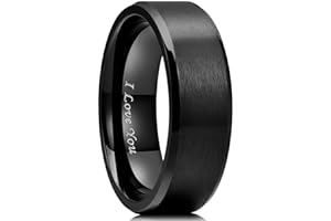 King Will 316L Stainless Steel Wedding Ring for Men Women, 2mm-8mm Width Black/Silver/Gold Wdding Band Laser I Love You Multic Style Hypoallergenic and Comfort Fit Size 4-16