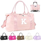 Dance Gym Duffel Bag Gifts for Girls Teen,Personalized Initial Travel Weekender Bag Cute Overnight Carry On Cheer Dance Duffle Bagfor Women,Sports Travel Monogram Birthday Christmas Gifts(Letter K)
