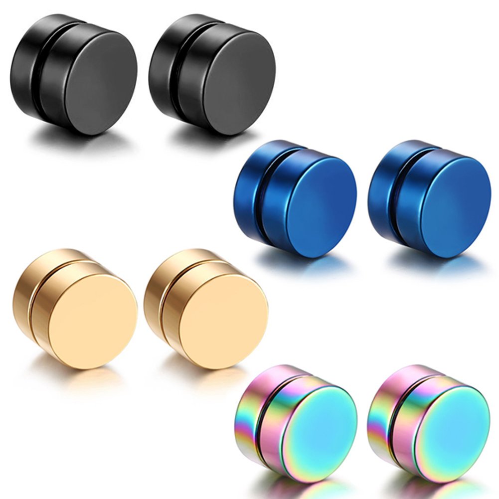 Aroncent 8pcs Magnetic Earrings for Men: Clip On Non Piercing Stud Earrings for Men Women Fake 6-12 MM — image 1