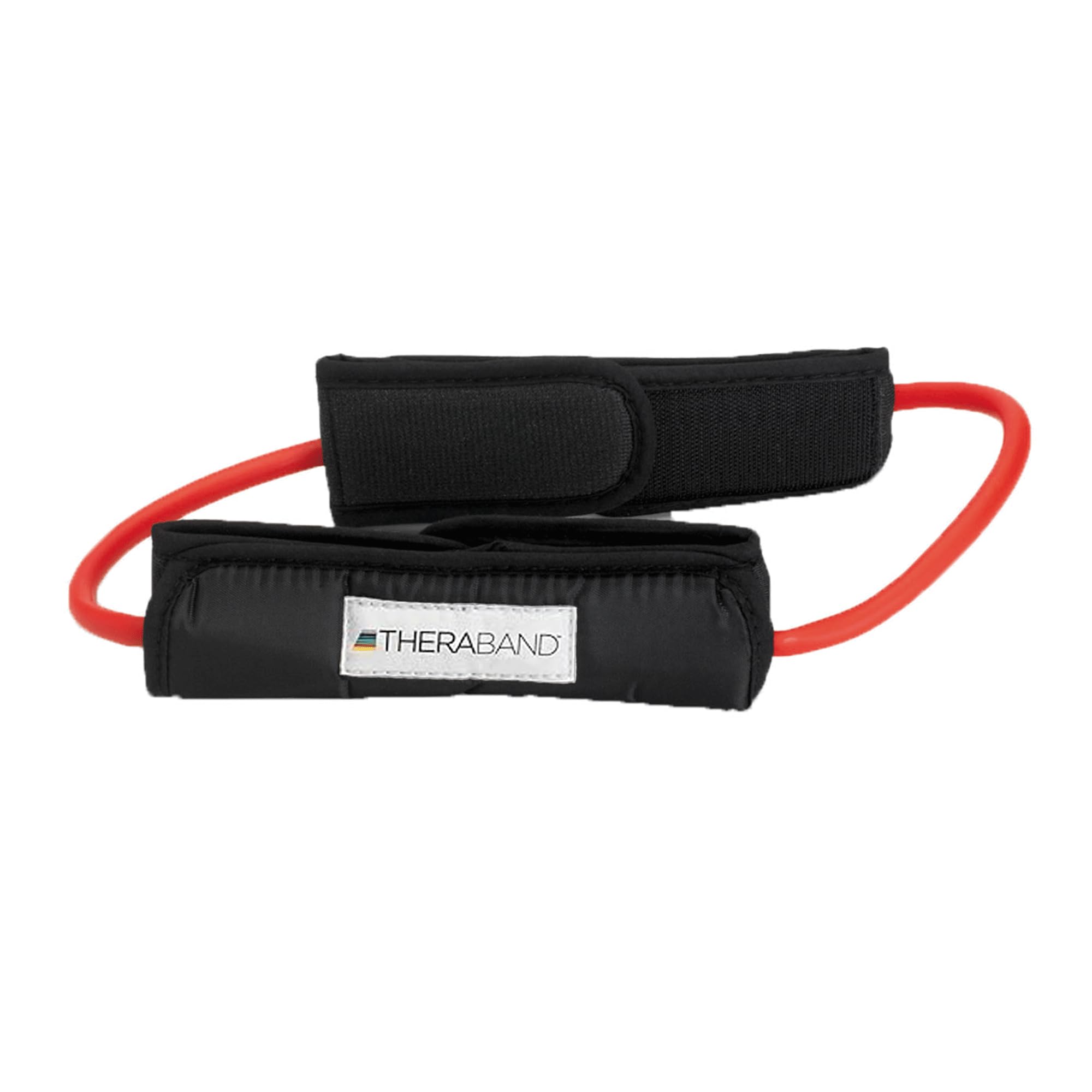 THERABAND Resistance Tubes, Professional Latex Elastic Tubing with Handles For Physical Therapy, Lower Pilates, At-Home Workouts, Rehab, 12 Inch, Padded Cuffs, Red