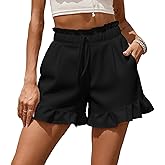 domirica Women Summer Shorts Elastic Waist Fashion Ruffle Design Women Shorts High Waisted Athletic Loose Fit Casual Wear