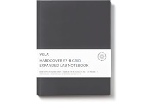 Vela Sciences Advanced E7-B Expanded Hardcover Lab Notebook, 9.25 x 11.75 in (23.5 x 30 cm), 144 Pages, Permanent Bound, 70lb Heavyweight Paper (1-Pack, Grid)