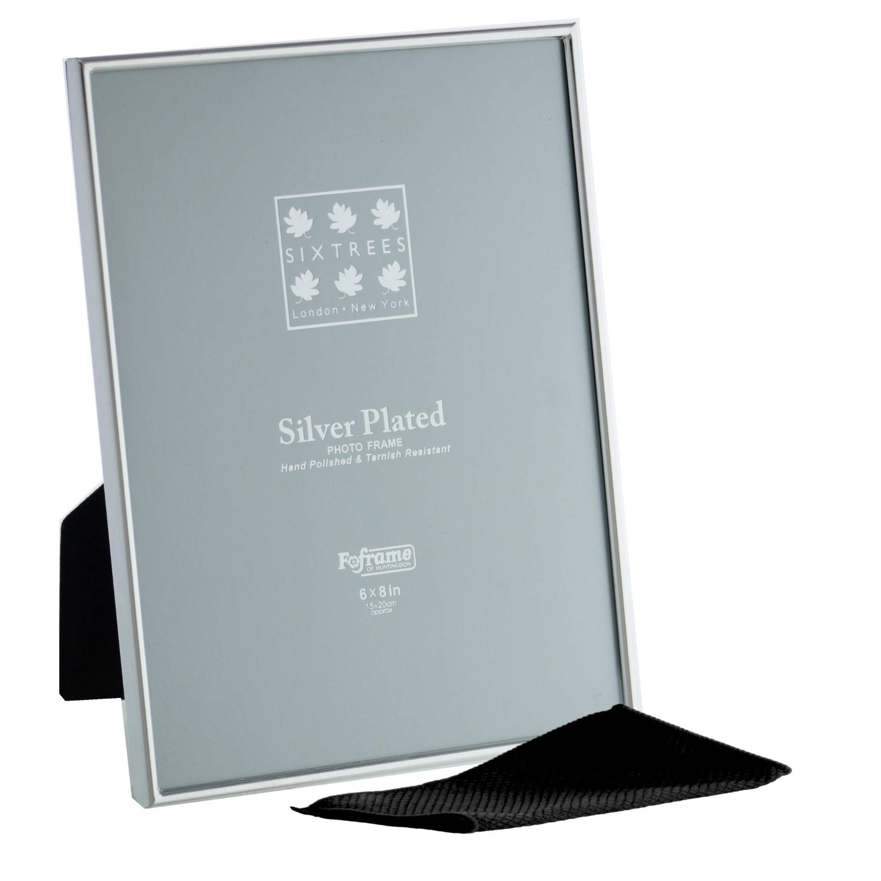 Sixtrees Cambridge 2-400-68 Silver Plated Photo Frame for an 8" x 6" (203mm x 152mm) Picture - Complete with microfibre polishing cloth.