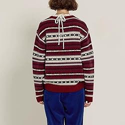 Women Y2K Argyle Striped Pullover Sweater Casual
