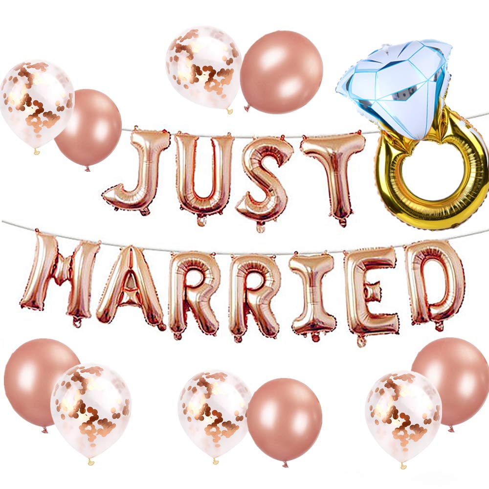 JeVenis Just Married Balloons Just Married Banner Bridal Shower Party Balloons Bridal Shower Party Decoration Wedding Decoration