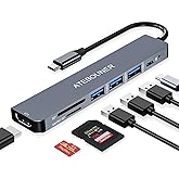 MacBook Adapter Multiport USB c hub multiport Adapter MacBook USB Adapter USB hub USB c 7 in 1 usbc dongle with 4K HDMI 100W PD USB 3.0 hub with sd Card Reader usbc hub USB Adapter for MacBook Air