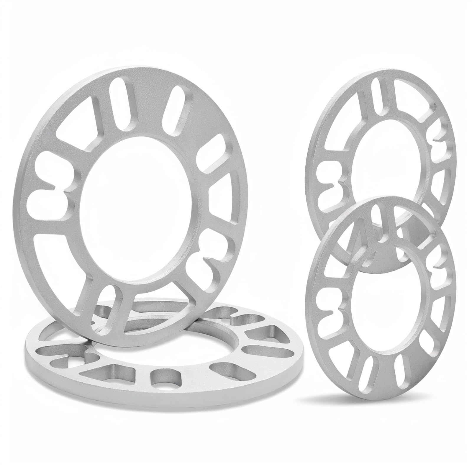 Photo 1 of LUJIANI 4 Pack Universal Wheel Spacers, 5/16"(8mm) Die Cast Replacement Aluminum Spacer for 4 & 5 Lugs Wheels/Rims, Fits 98 to 120mm Multiple Bolts Pattern, 4x100, 4x108, 4x110, 5x114.3, 5x4.5, 5x120