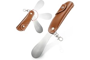 MIBATUS Metal Shoe Horn, Foldable Shoe Horn for Men and Women, Mini Shoe Horn for Kids, with Keychain and Holster