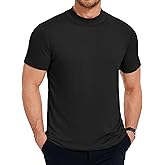 COOFANDY Men's Mock Turtleneck T Shirt Short Sleeve Slim Fit Basic Casual Solid Color Pullover Tee