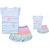 CHILDRENSTAR Matching Girls&Doll Pajama Sets Summer Pjs Flutter Sleeve Sleepwear