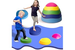 Party Club of America 5pcs Stepping Stones for Kids, Plastic Balance Non-Slip Jumping Stones, Coordination Game Toys for Ages 3 4 5 6 7 8 Years
