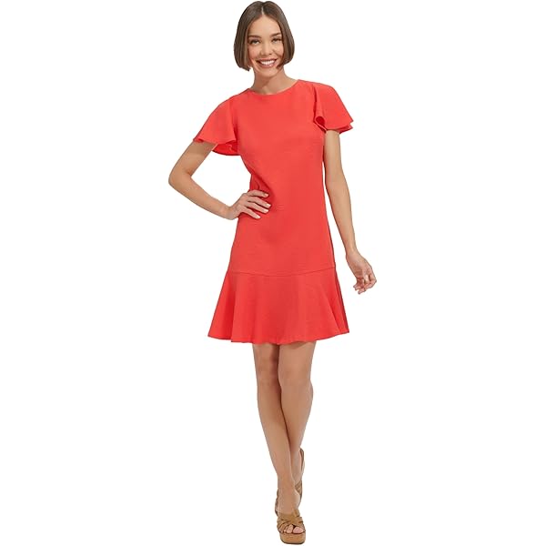 Wild Fable Women's Long Sleeve Cut Out Fit & Flare Dress- (Medium, Orange)  at Amazon Women's Clothing store