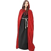 candyfouse Halloween Full-Length Hooded Velvet Cloak Cape, Adult Vampire Witch Wizard Costume for Party Cosplay
