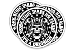 MAIANEY (3 Pcs) Work Ethic Takes No Talent It's A Decision Sticker Hard Hat Stickers Mechanic Skull Proud Blue Collar Gifts Decorations Toolbox Laptop Water Bottle Phone Car Window 3"