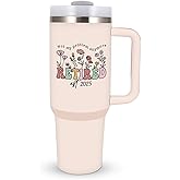 Retired EST 2025 Tumbler with Handle and Straw, 40oz Retirement Travel Mug Cup for Coworkers Colleague Boss, Happy Retirement Gifts for Women Teacher Nurse, Retirees Stainless Steel Tumbler Farewell