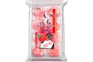 UNHA'S ASIAN SNACK BOX Japanese Mochi Ichigo Daifuku Rice Cake Sweet Cakes - Strawberry Flavor, 7.56oz Per Pack