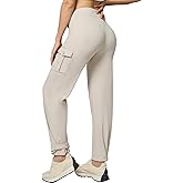 Casei Womens Cargo Pants, Wide Leg Yoga Pants High Waist Stretch Casual Pants with Pockets Business Travel Work