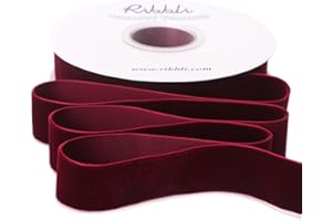 Ribbli Burgundy Velvet Ribbon 1 Inches Continuous10 Yard Spool Red Christmas Ribbon for Gift Wrapping Crafts Home Decor