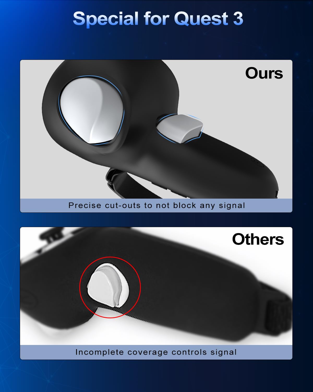 Controller Grip for Meta Quest 3S Oculus Quest 3 VR Accessories Grips Cover for VR Touch Controllers Straps Silicone Covers Protector with Non-Slip Thumbstick Covers 1Pair Black