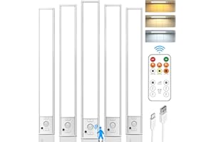 LENOMA Under Cabinet Lights Wireless, 12'' Rechargeable Motion Sensor Light Indoor, 3 Color Temperature Dimmable Closet Lighting with Remote Control, Under Counter Lights for Kitchen, Stairs, Wardrobe