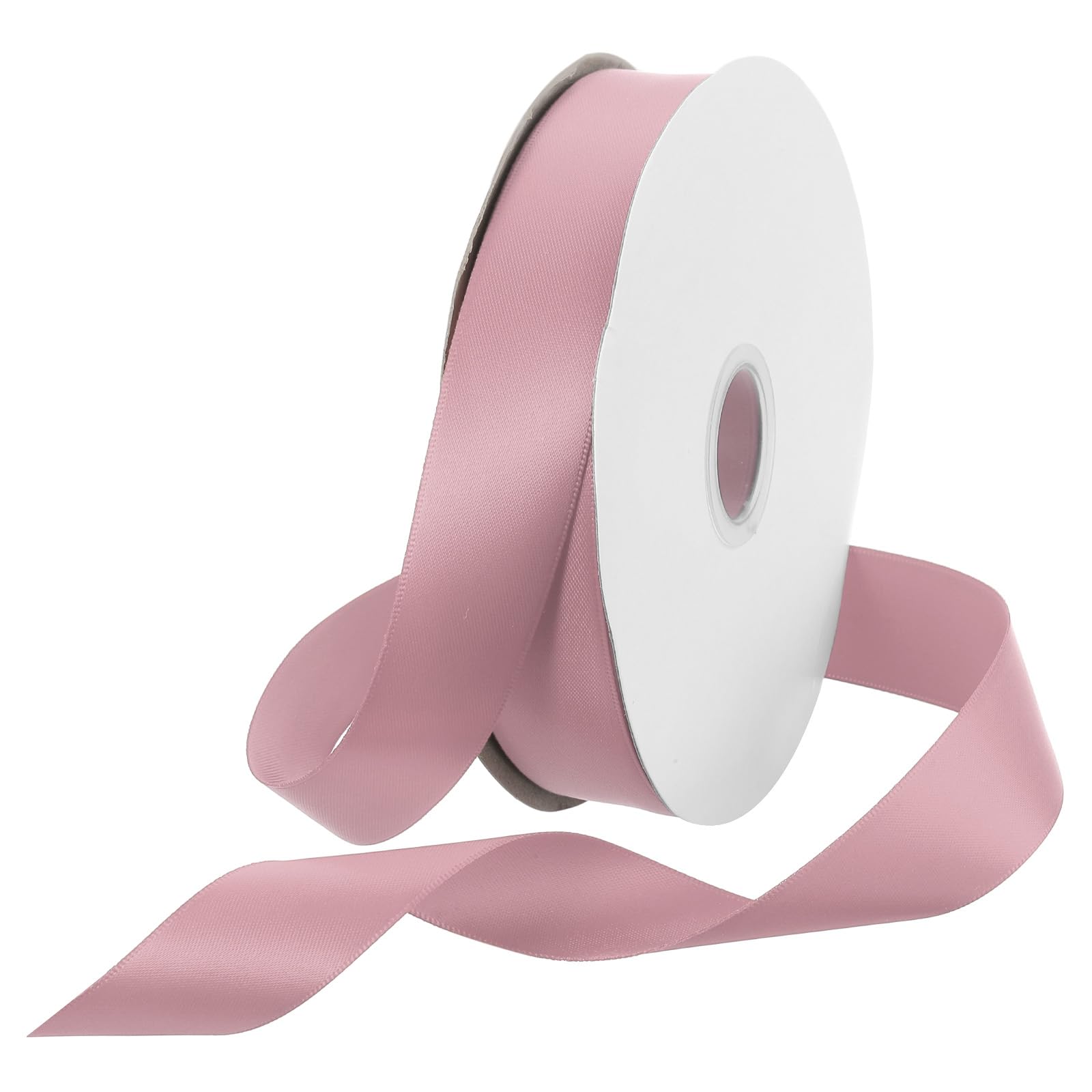 Rebower 25mm Satin Ribbon 46m Thick Double Face Grosgrain Silk Ribbon, [for Gift Wrapping, Hair Bows, Wedding, Cake, Flower] - 50 Yard/150ft/ Dusty Pink