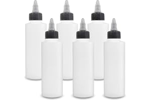 ljdeals 4 oz Squeeze Bottles with Twist Top Caps, Cosmetic Bottles for Toiletries Conditioner Shampoo Lotions, Gels and more Pack of 6, BPA Free, Made in USA