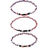 Cecliy 3 Pcs 18inches Baseball Necklaces Braided Rope Tornado Titanium for Boys Men Sports