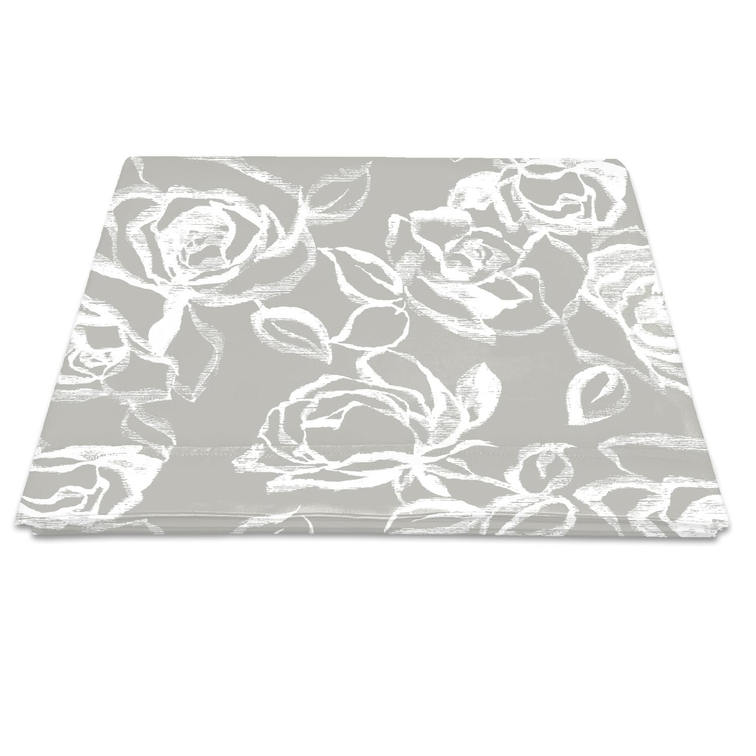 Pizuna Cotton Simply Floral Silver Print Flat Sheet Double 1 Pc, 400 Thread Count 100% Long Staple Cotton Flat Bed Sheets 230x280, Sateen Cooling Flat Sheets Printed Bedding(Printed Bed Sheets Double) — image 1