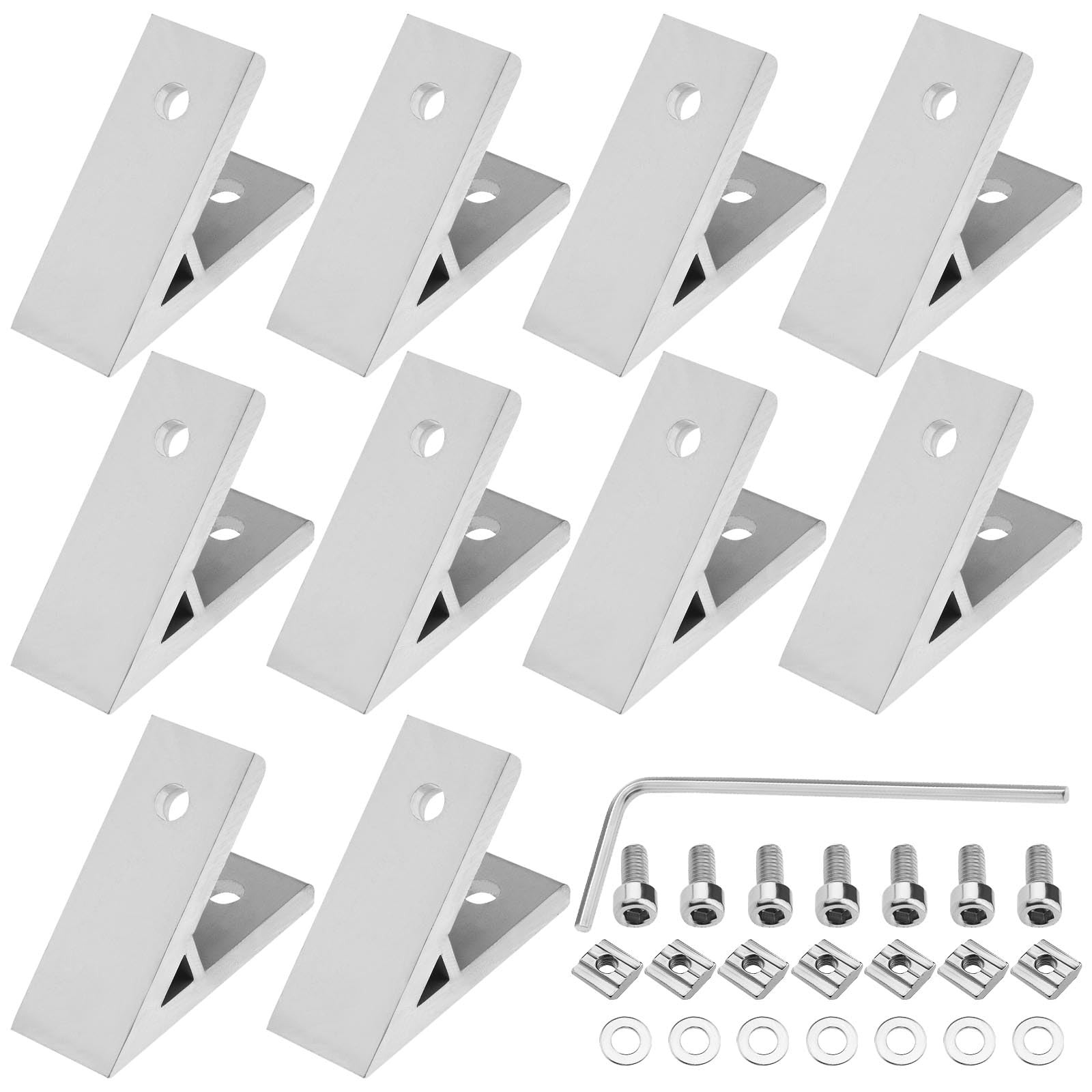 The Lord of the Tools 10Pcs 3030 Extrusion Corner Codes 45 Degree Aluminium Corner Bracket Profile Corner Connector Accessories for 3D Printers CNC Milling Machines