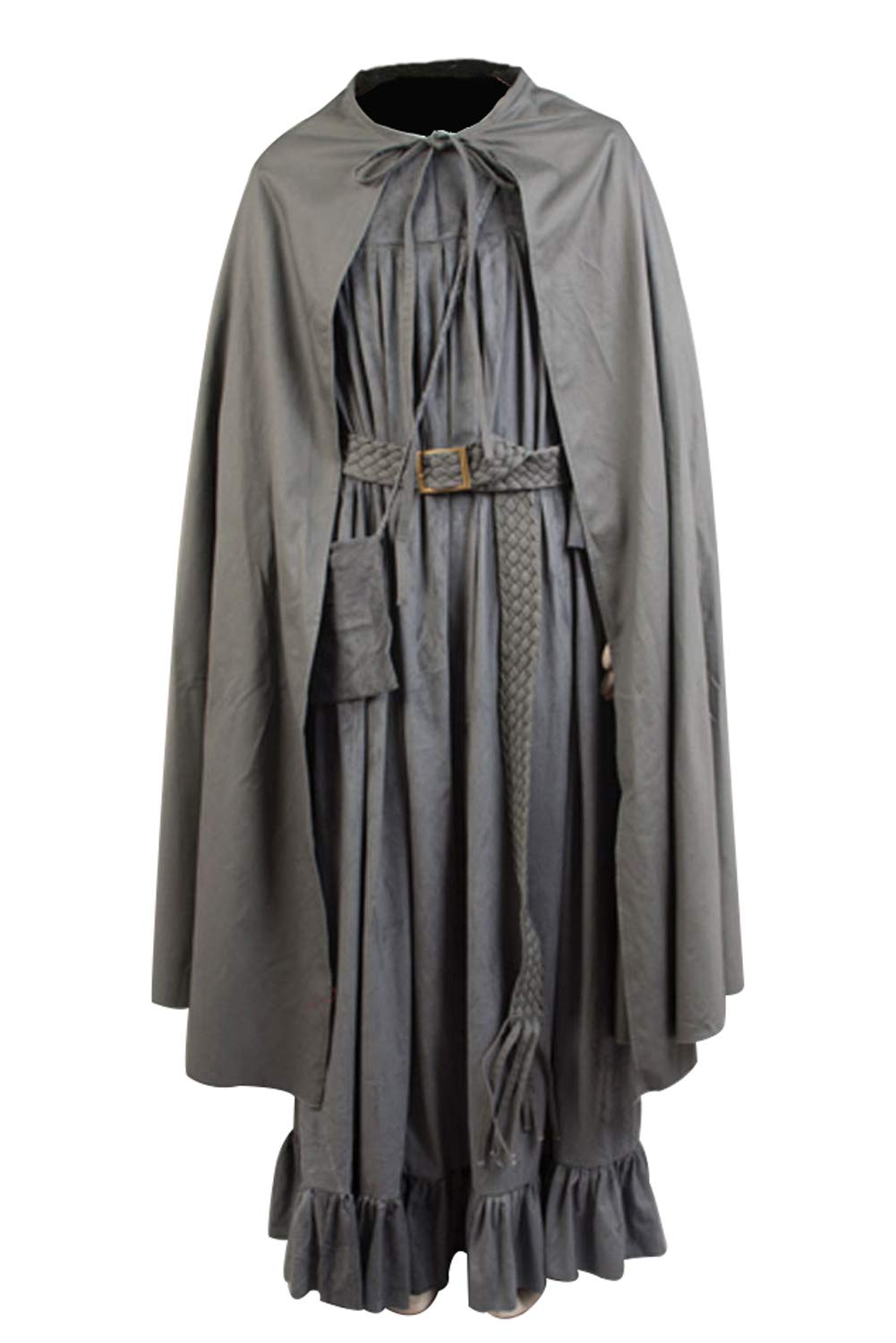 Ya-cos Men's Grey Wizard Cosplay Costume Robe Cloak Belt Wig ...