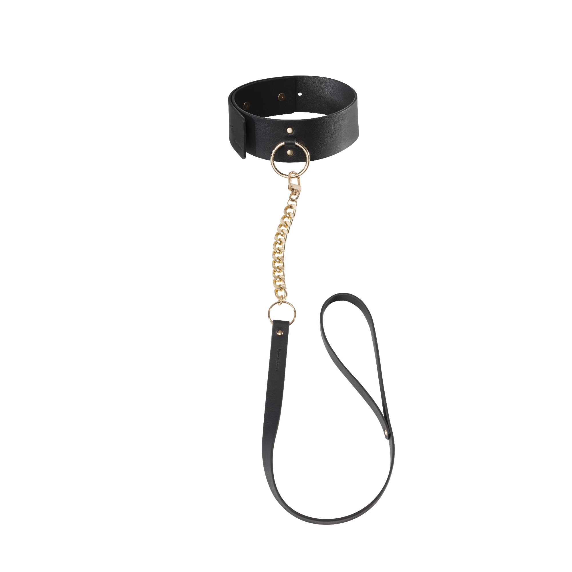 Bijoux Indiscrets MAZE Leash Black Vegan Leather Choker with chain