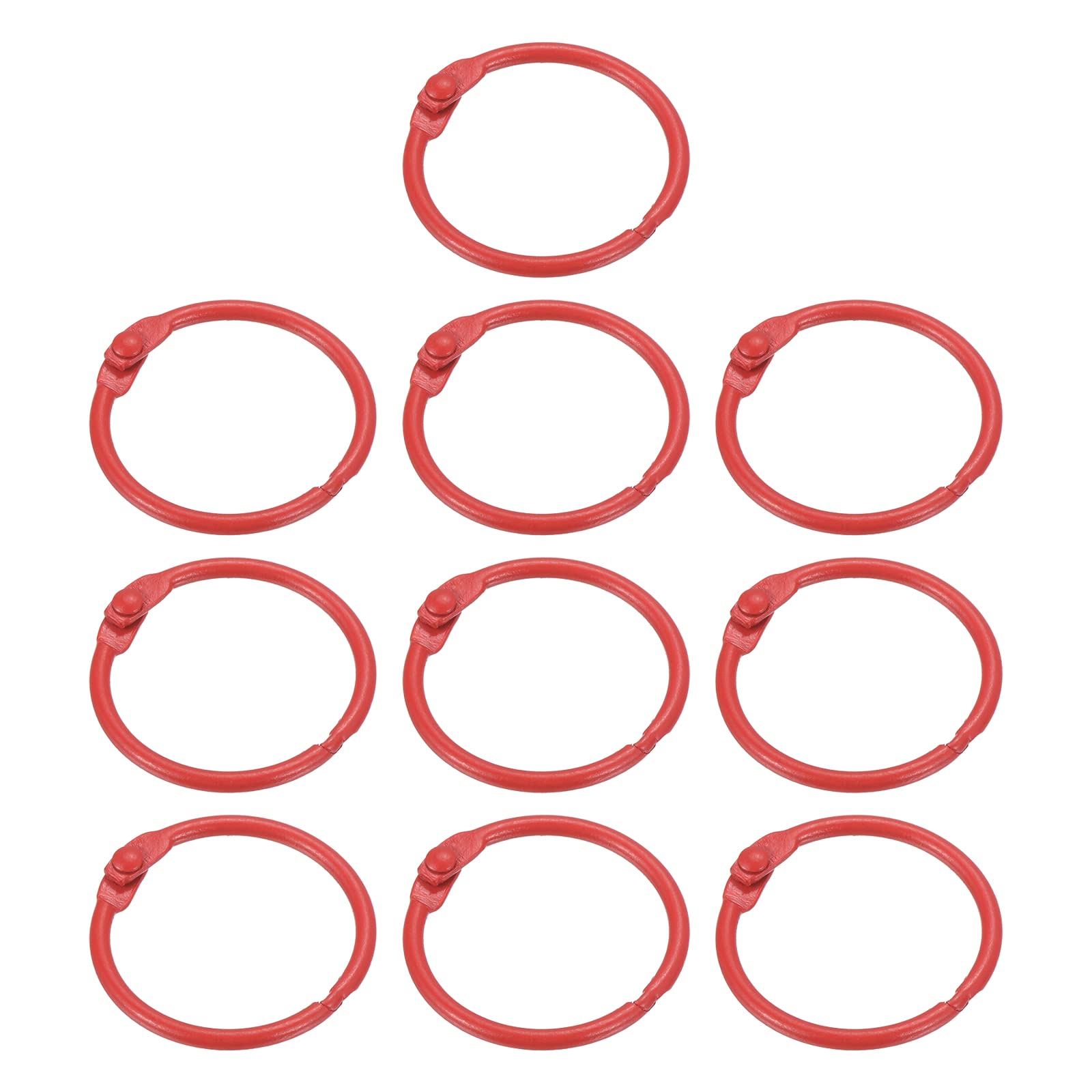 PATIKIL Loose Leaf Binder Rings 1 Inch, 10 Pack Metal Flash Card Book Binding Rings for Key Chain Index Card Scrapbooks, Red