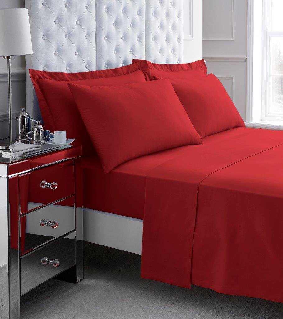 Gaveno Cavalia Soft and Luxurious 200 Thread Count Egyptian Cotton Flat Sheet Red Double