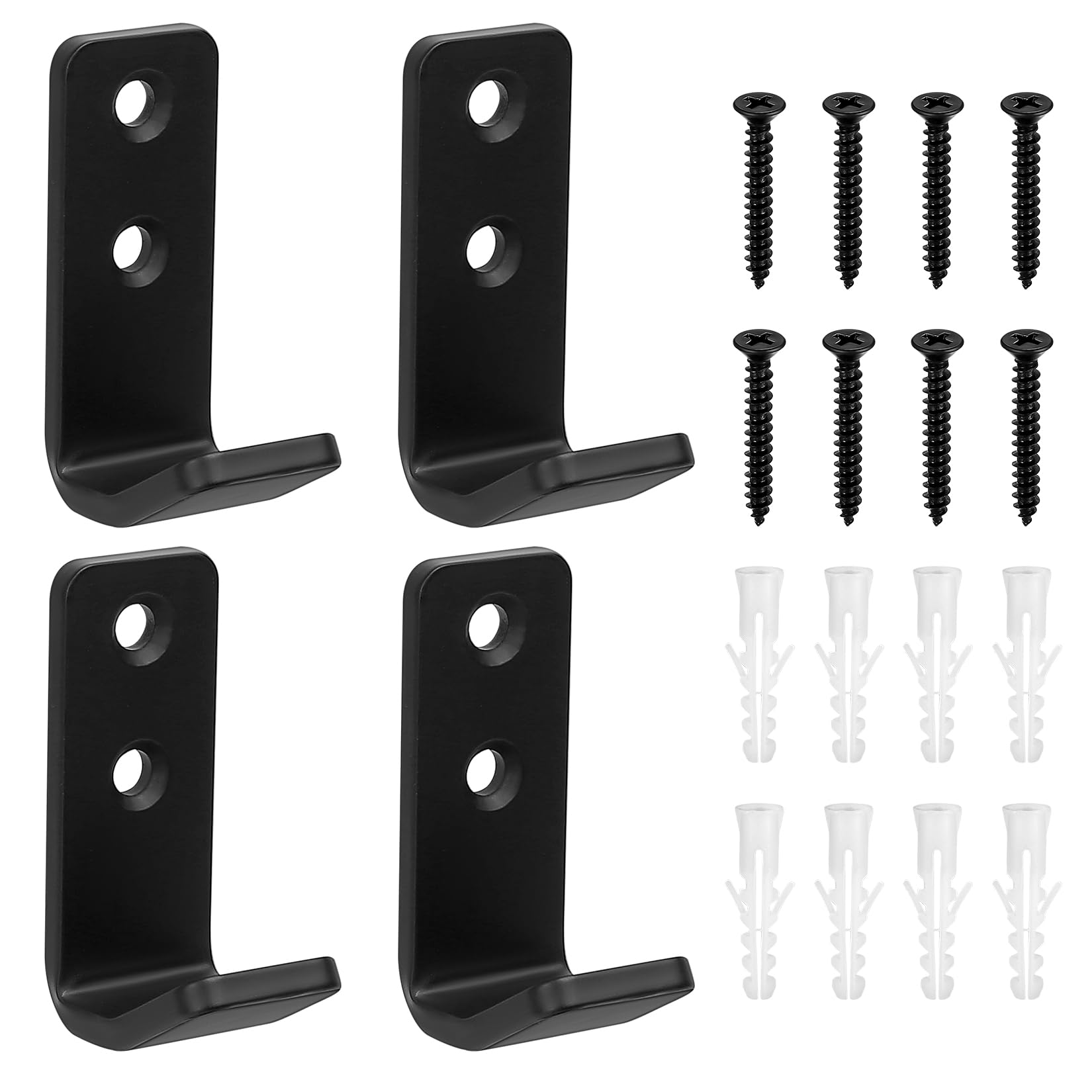 6 Pcs Garage Hooks Heavy Duty Wall Hooks for Hanging Heavy Duty, Black Coat Hooks Wall Mounted, J Hooks, Black Wall Hooks for Garage Kitchen Bathroom Garden Tools Storage Hooks Robe Clothes Hooks